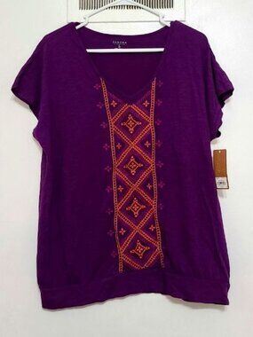 Purple Embroidered Top